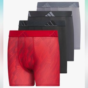 adidas Small Boys 6-8 Kids Boxer Briefs Print Pack Black and Red Aeroready